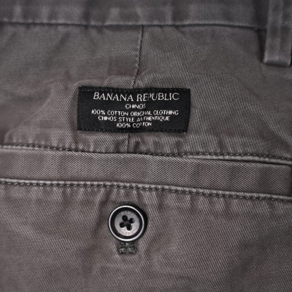 Banana Republic Cotton Aiden Slim Chinos Grey - Men's Size 31x32 - Picture 5 of 7